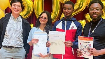 GCSE students collect exam results across the borough