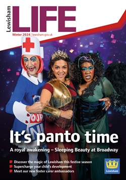 The front cover shows three characters from Sleeping Beauty - the Broadway panto for Christmas 2024