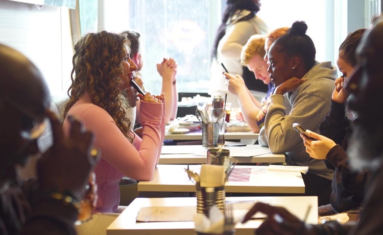 Customers eating at Break The Fast resturant