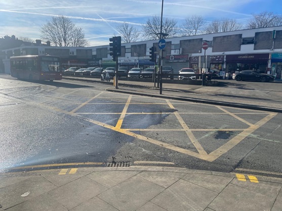 Yellow Box Junction at Baring Road Junction with Chinbrook Road