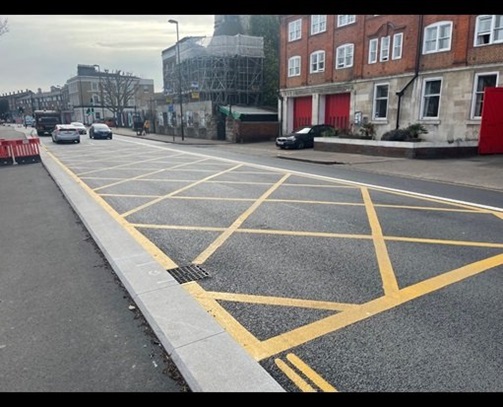 image of a yellow box junction in evelyn street deptford