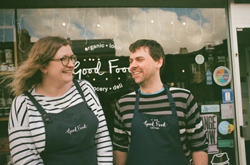 Vicky and Julian from Good Food laughing