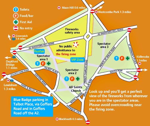 Map of Blackheath fireworks site