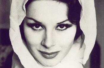 A black and white shot of April Ashley from the 1960s