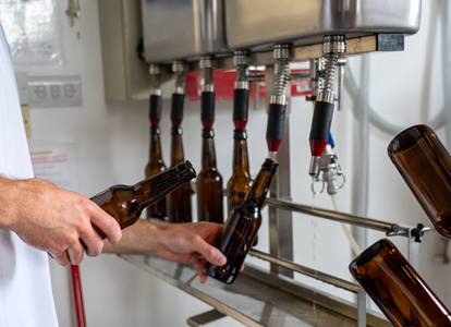 A man bottles beer