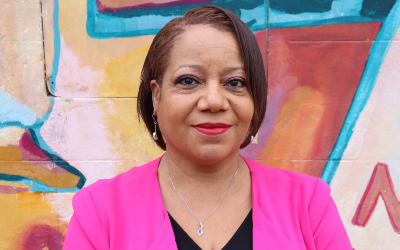 Mayor Brenda Dacres wears a pink jacket