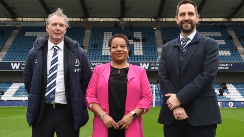 Sean Daly, Chief Executive of Millwall Community Trust, Mayor of Lewisham Brenda Dacres OBE, Mark Fairbrother, Managing Director of Millwall Football Club.