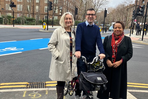 (L-R) Councillor Louise Krupski, Cabinet Member for Environment, Transport and Climate; Will Norman, London's Walking and Cycling Commissioner; Lewisham’s Mayor Brenda Dacres