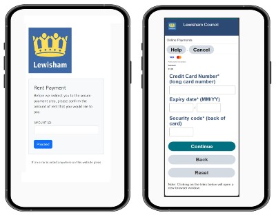 Our payment portal. The text says, "Before we redirect you to the secure payment area, please confirm the amount of rent that you would like to pay."