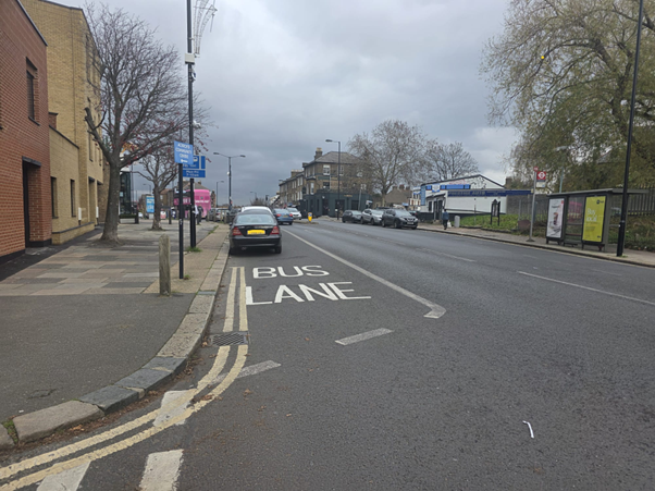 Bus lane at Brockley Rise - Ackroyd Rd to 124 Stondon Park 