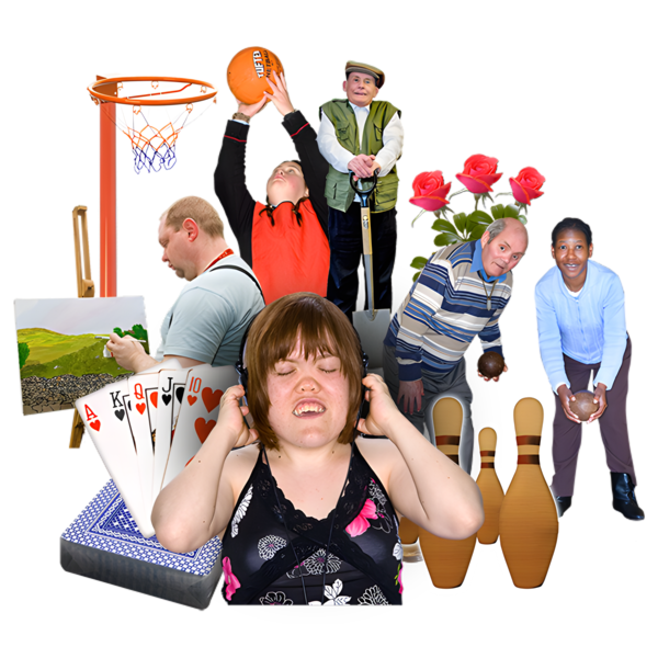 People engaged in activities such as basketball, cricket, painting, gardening and listening to music.