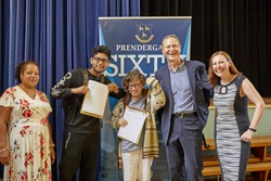Left to right: Cllr Brenda Dacres, Deputy Mayor of Lewisham, students of Prendergast Sixth Form, Cllr Chris Barnham and Vicky Foxcroft MP. 