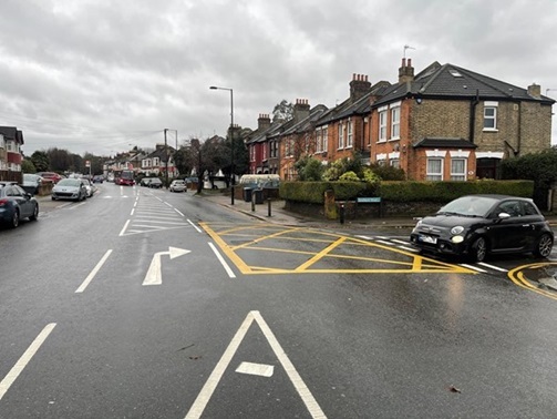 Image showing Verdant Lane with Sandhurst Road yellow box junction