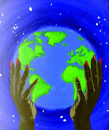 Hands holding a globe, illustrating the concept of the religious education syllabus for Key Stage 4