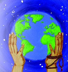 Hands holding a globe, illustrating the concept of the religious education syllabus for Key Stage 3
